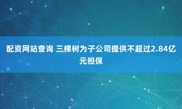 配资网站查询 三棵树为子公司提供不超过2.84亿元担保
